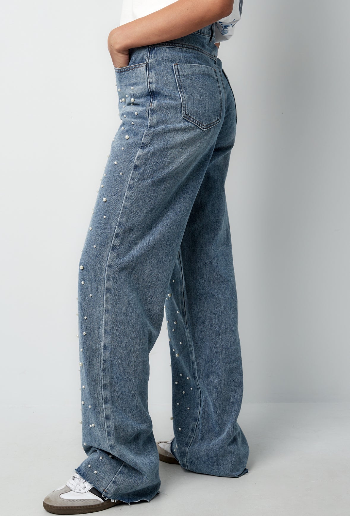 Denim jeans pearl adorement
