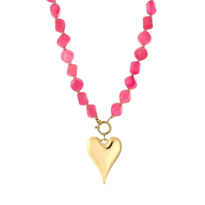 natuur stenen ketting met hart