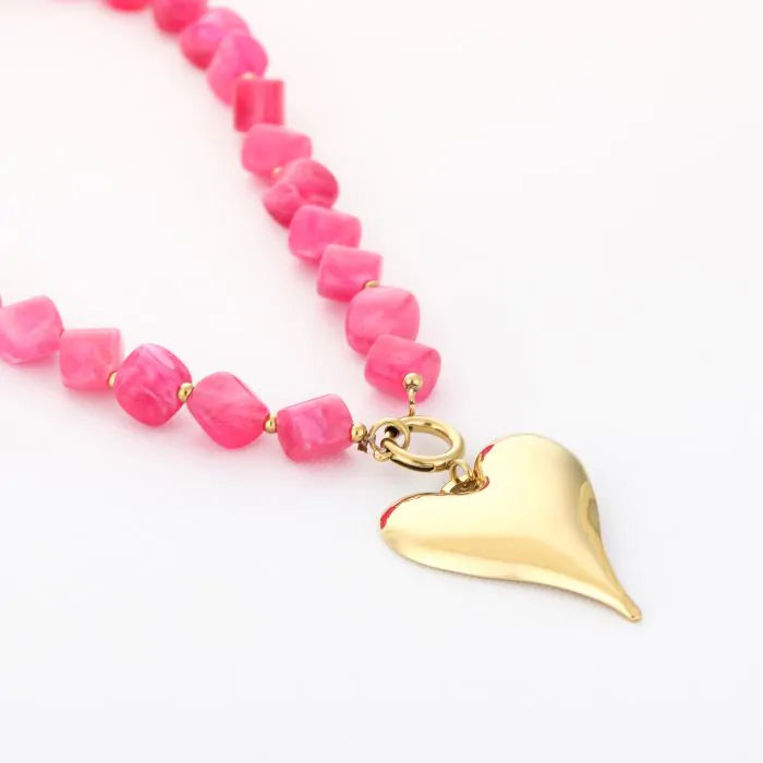 natuur stenen ketting met hart