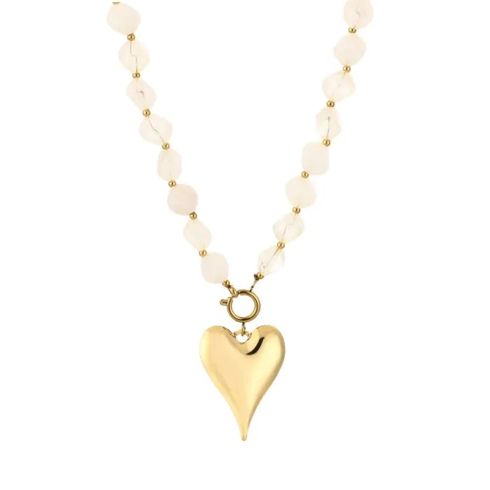 natuur stenen ketting met hart