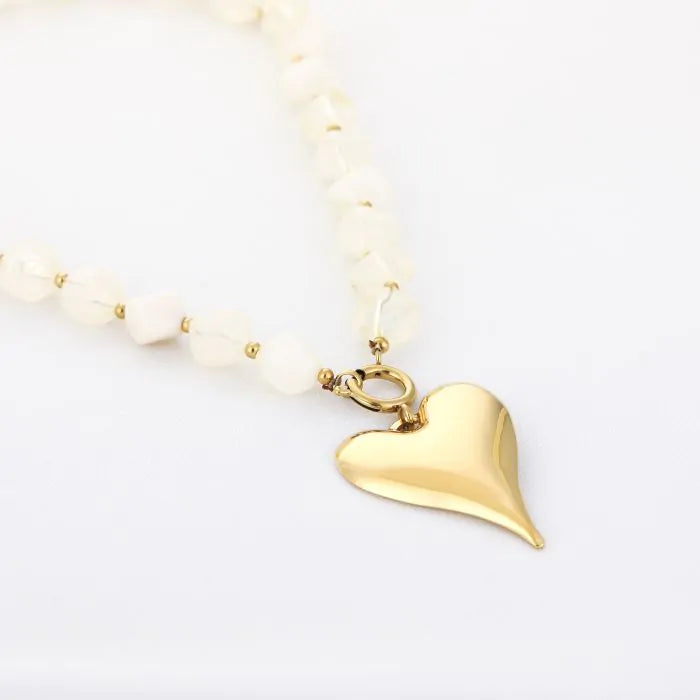natuur stenen ketting met hart