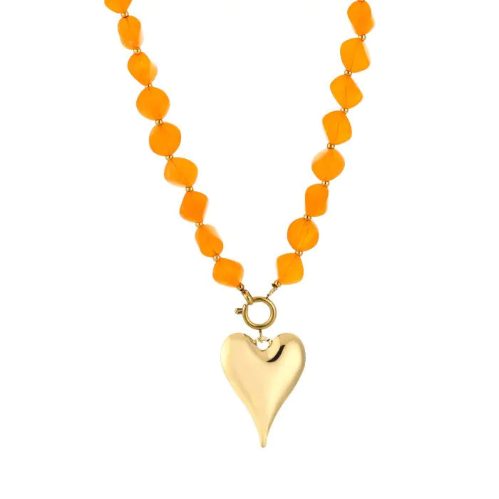 natuur stenen ketting met hart