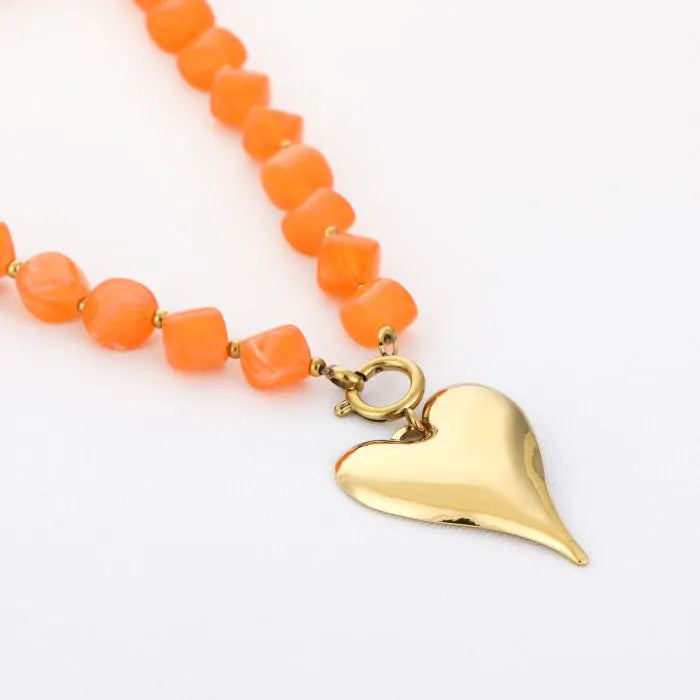 natuur stenen ketting met hart