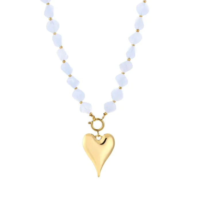 natuur stenen ketting met hart