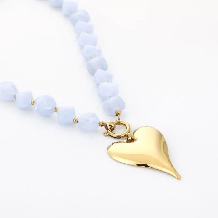 natuur stenen ketting met hart