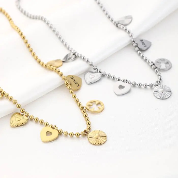 Love charms bedels ketting hartjes