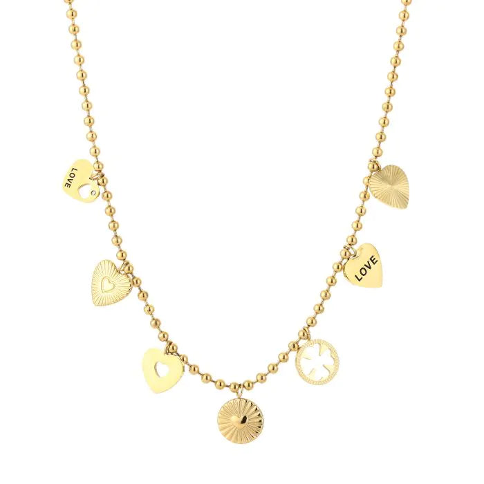 Love charms bedels ketting hartjes