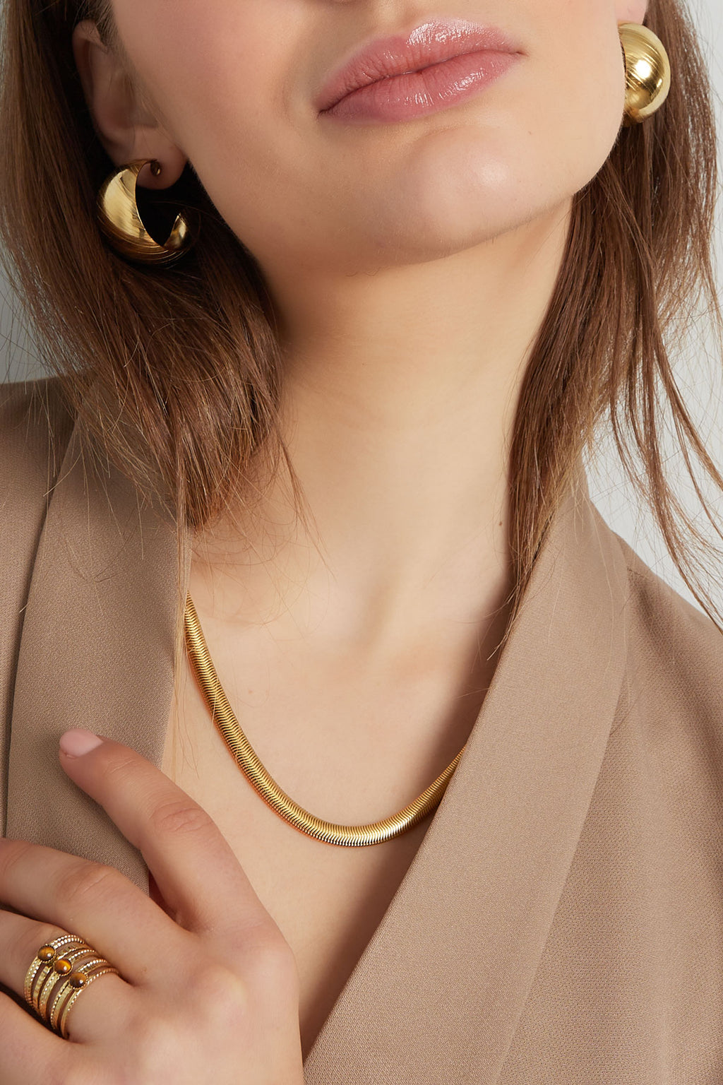 Unisex ketting plat met structuur - Goud kleur-6.0MM