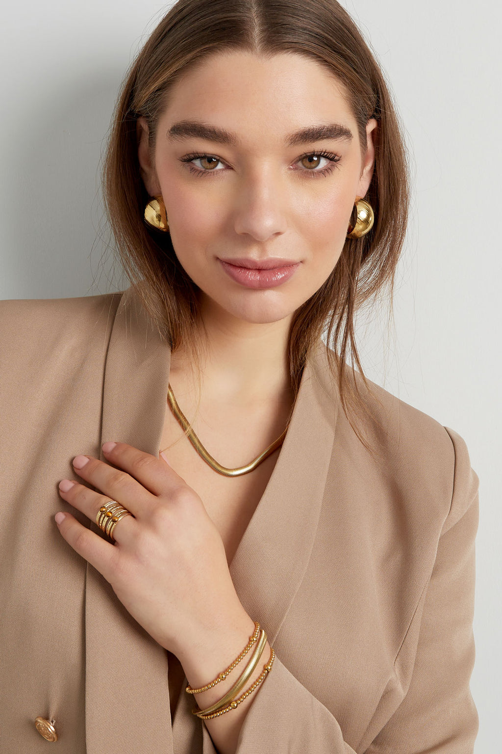 Unisex ketting plat met structuur - Goud kleur-6.0MM