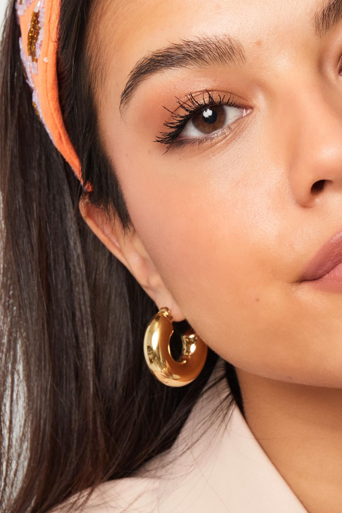 Oorstekers halve ronde basic groot Goud kleur Stainless Steel