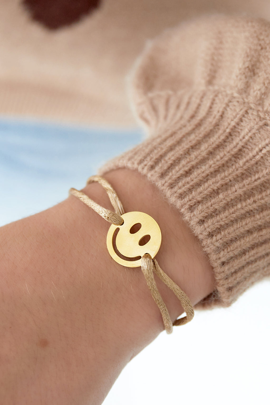 Satijnen armband met smiley