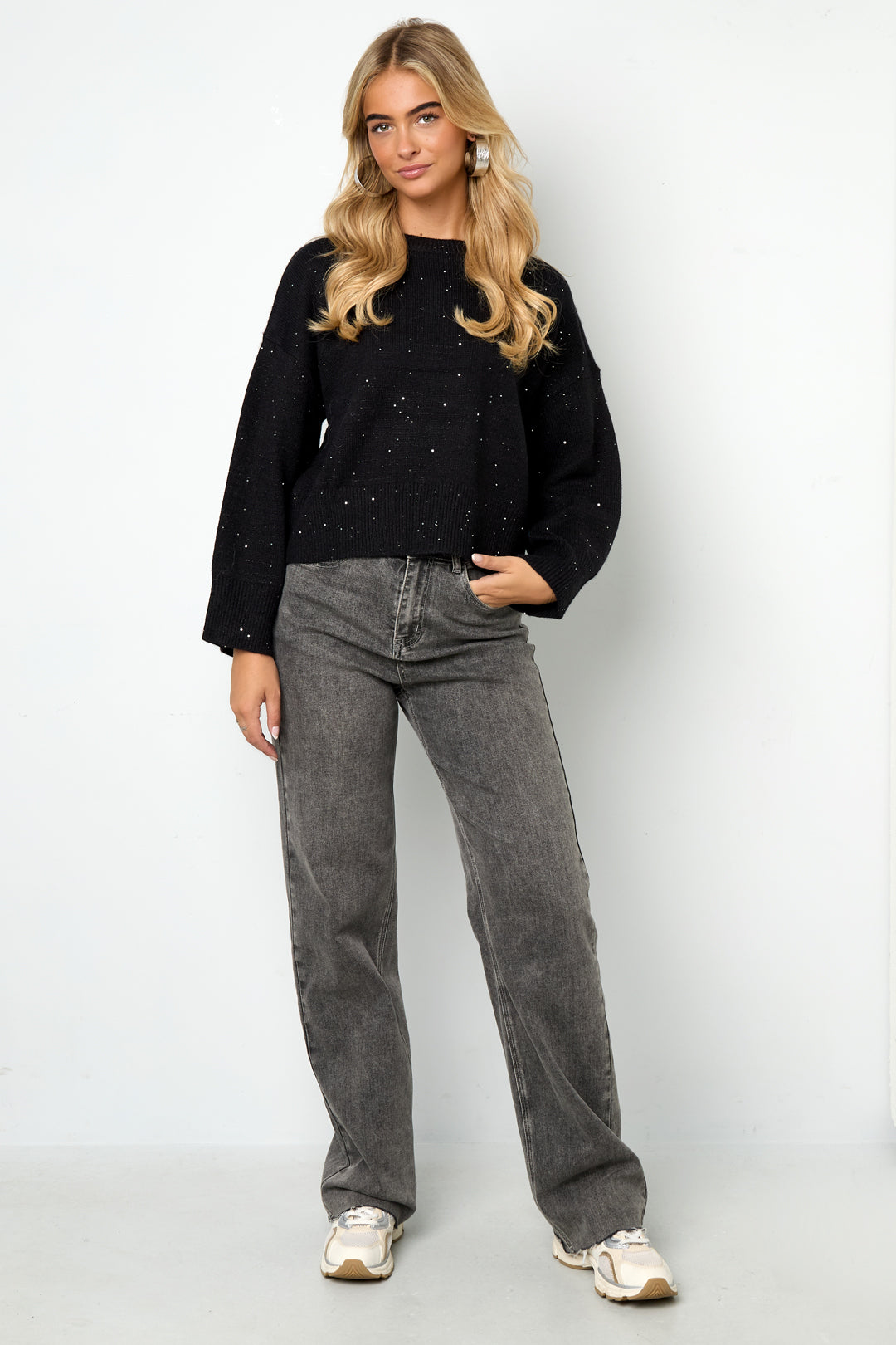 Glinsterende gebreide trui