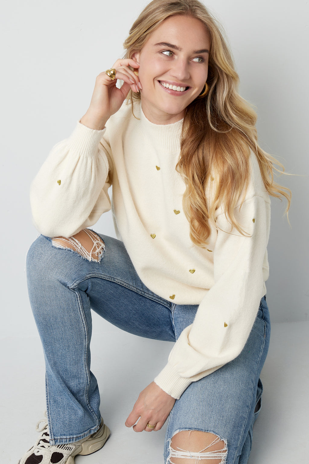 Acryl Gebreide Trui Casual Hart Patroon Herfst/Winter