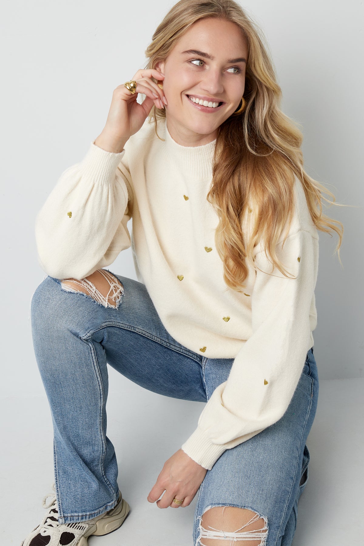 Acryl Gebreide Trui Casual Hart Patroon Herfst/Winter