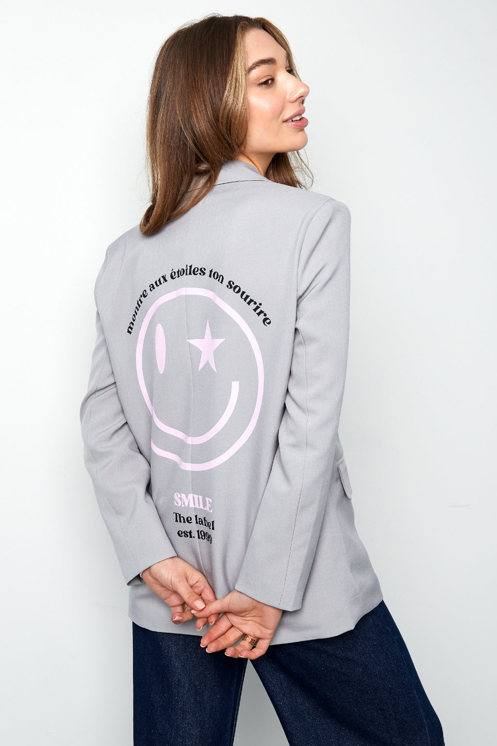 Polyester Vrouwen Blazerset Oversized Fit met Geborduurd Logo