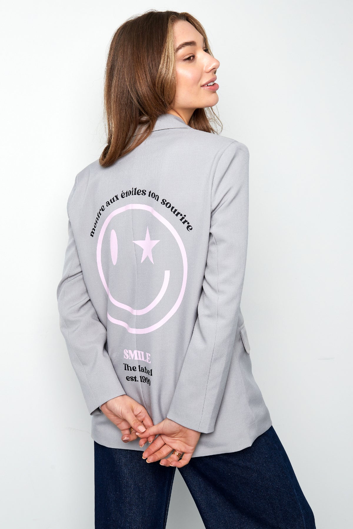 Polyester Vrouwen Blazerset Oversized Fit met Geborduurd Logo