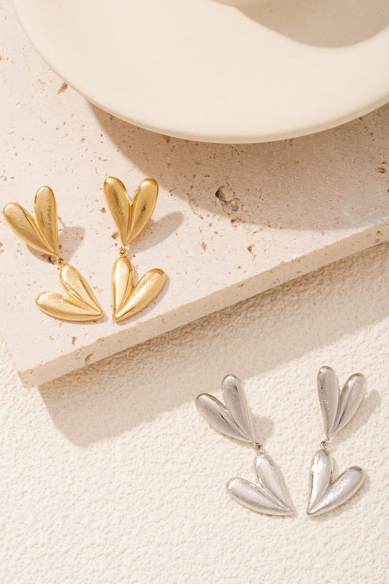 double heart oorbellen