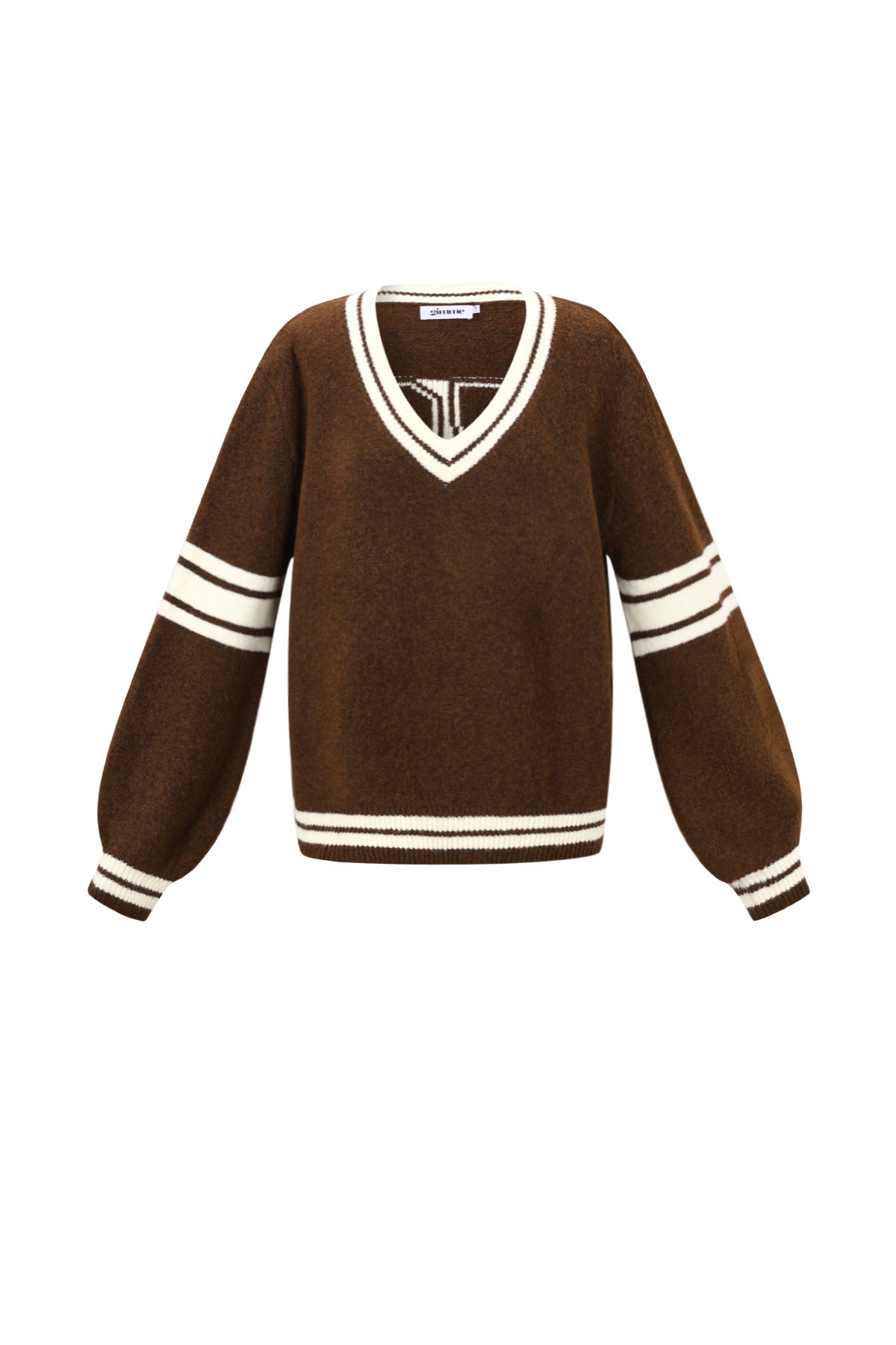 Gebreide Polyestervezel Vrouwen V-hals Trui Sportief Contrasterende Strepen