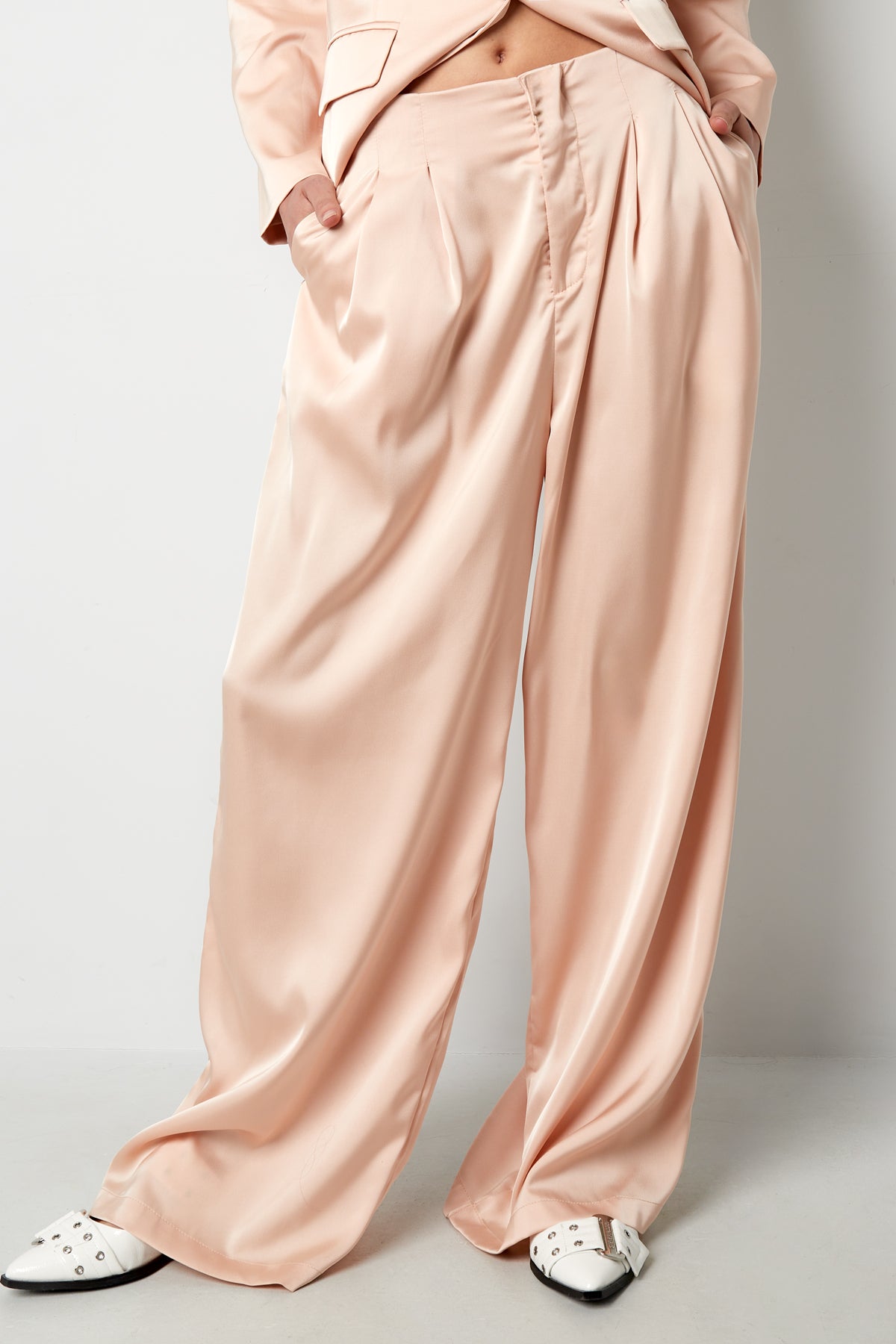 Geweven Polyestervezel Vrouwen Rechte Broeken Casual Effen Kleur