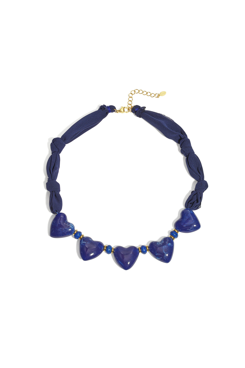 Stoffen ketting met hartjes kralen