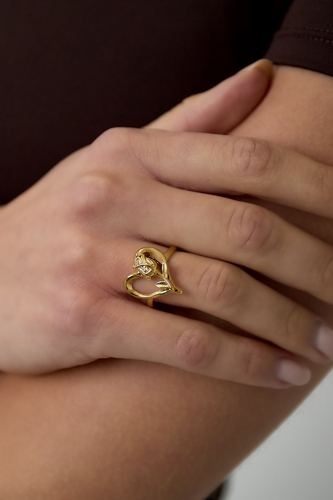 Opvallende ringen van roestvrij staal in hartvorm, Sweet Daily Romantic-serie, damessieraden