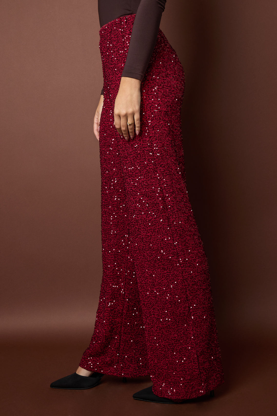 Polyestervezel (polyester) Rechte broek Pailletten Elegante herfst/winterkleding