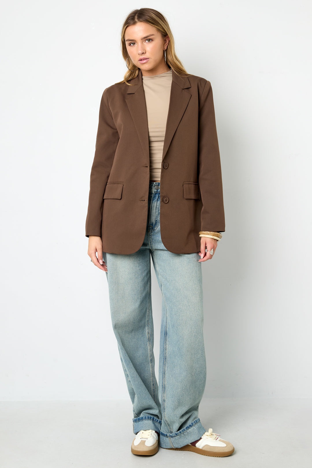 Geweven Polyestervezel Vrouwen Jas Elegant Letters