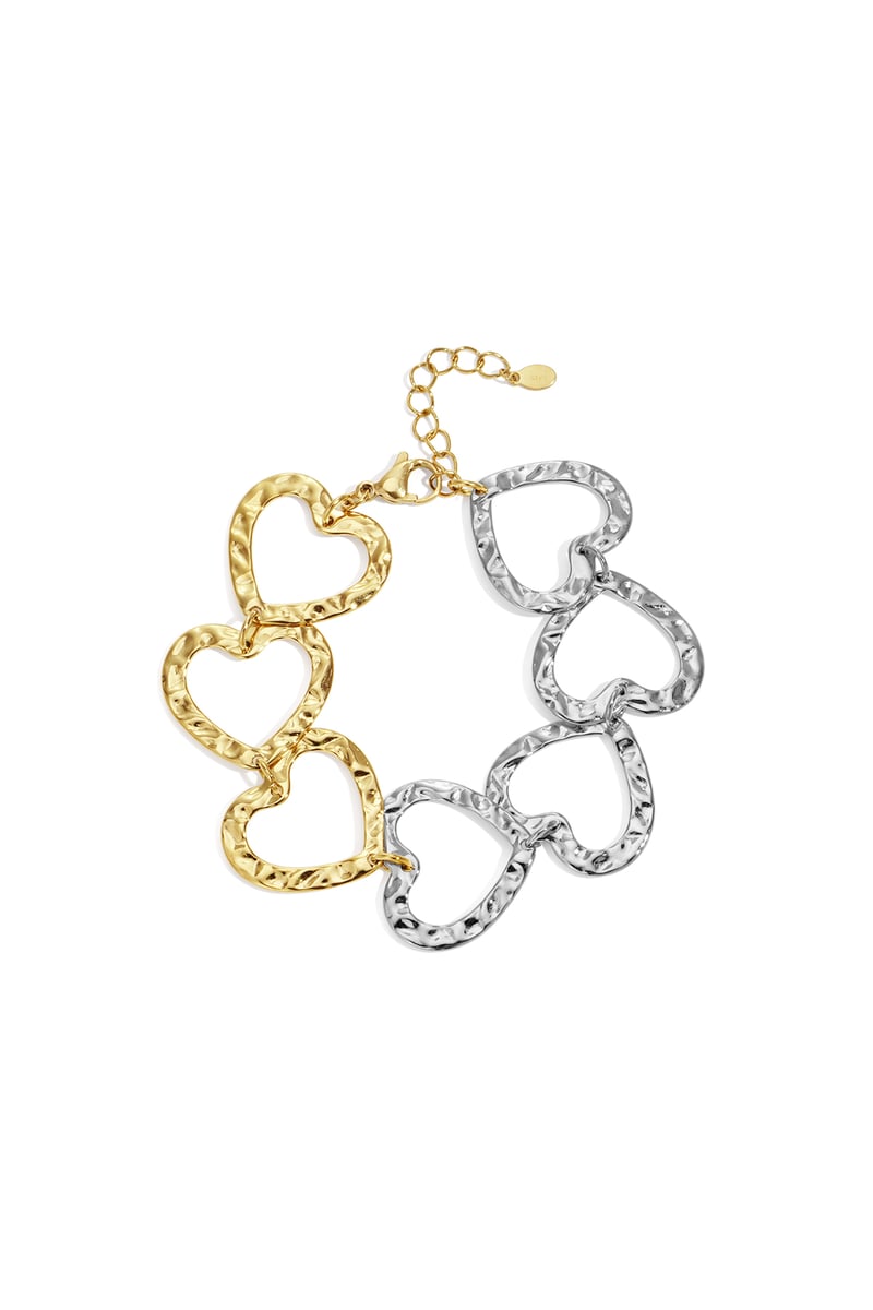 Roestvrijstalen kettingarmbanden met hart, casual, dagelijks, eenvoudig, serie, damessieraden
