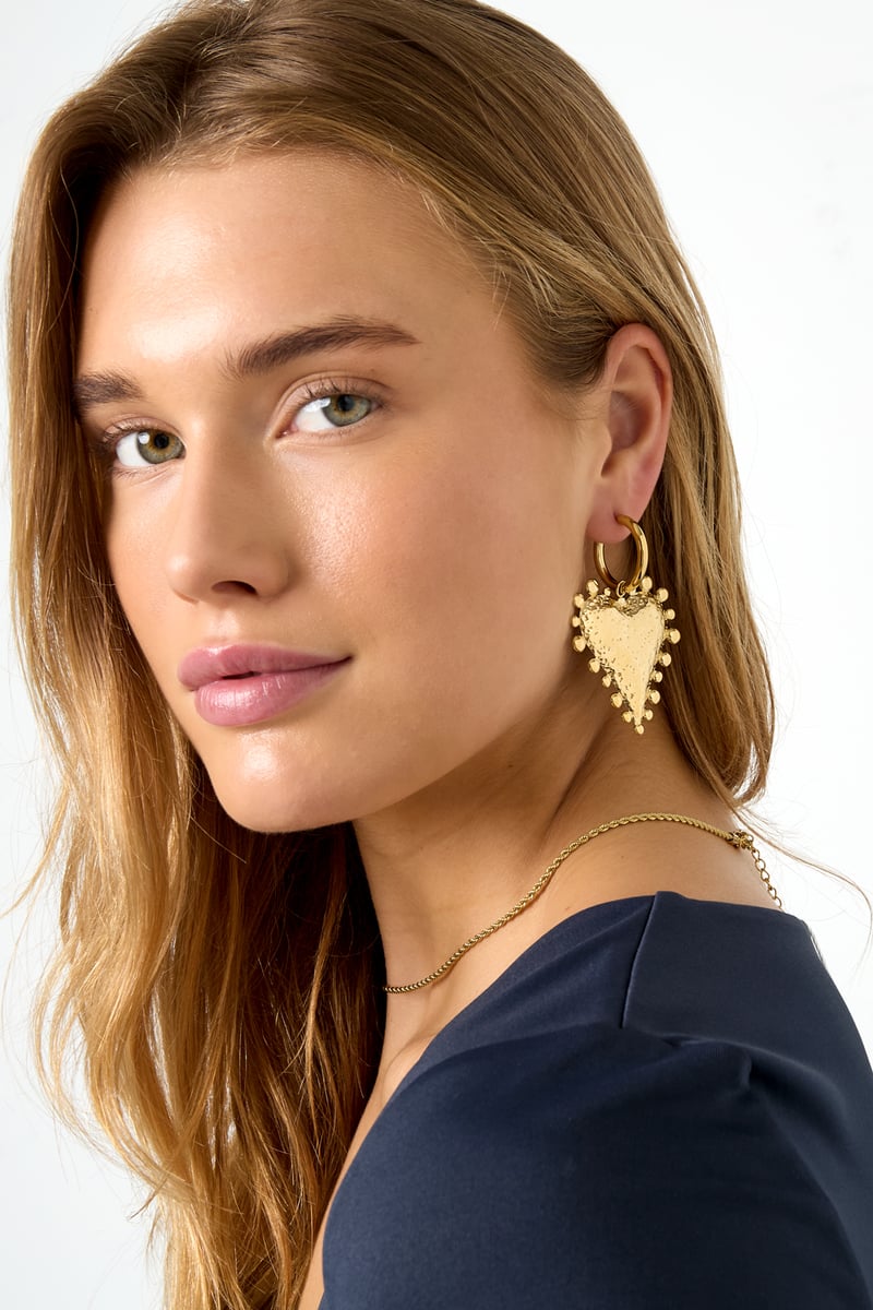 Oorbellen van roestvrij staal met hartjes, casual, dagelijks, eenvoudig, serie, damessieraden