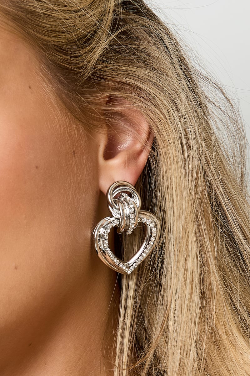 IJzeren oorbellen met hartvormige hanger, elegante kerst, luxe serie, damessieraden