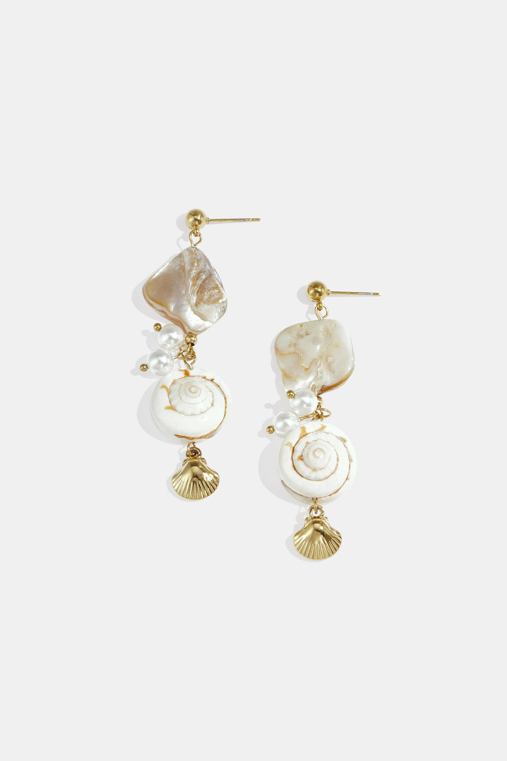 Oorbellen van roestvrij staal met schelpjes, uit de Vacation Daily Romantic-serie voor dames.