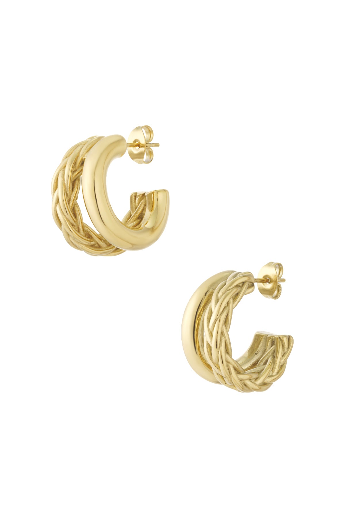 Small double braided hoops earrings