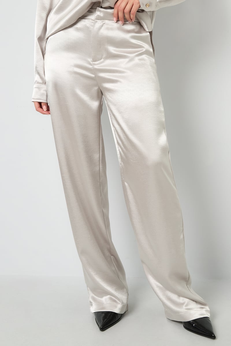 Zijden look broek