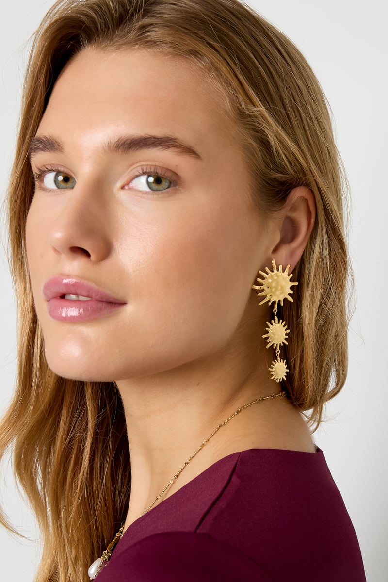 Roestvrijstalen oorbellen met hanger, zon, casual, dagelijks, eenvoudig, serie, damessieraden