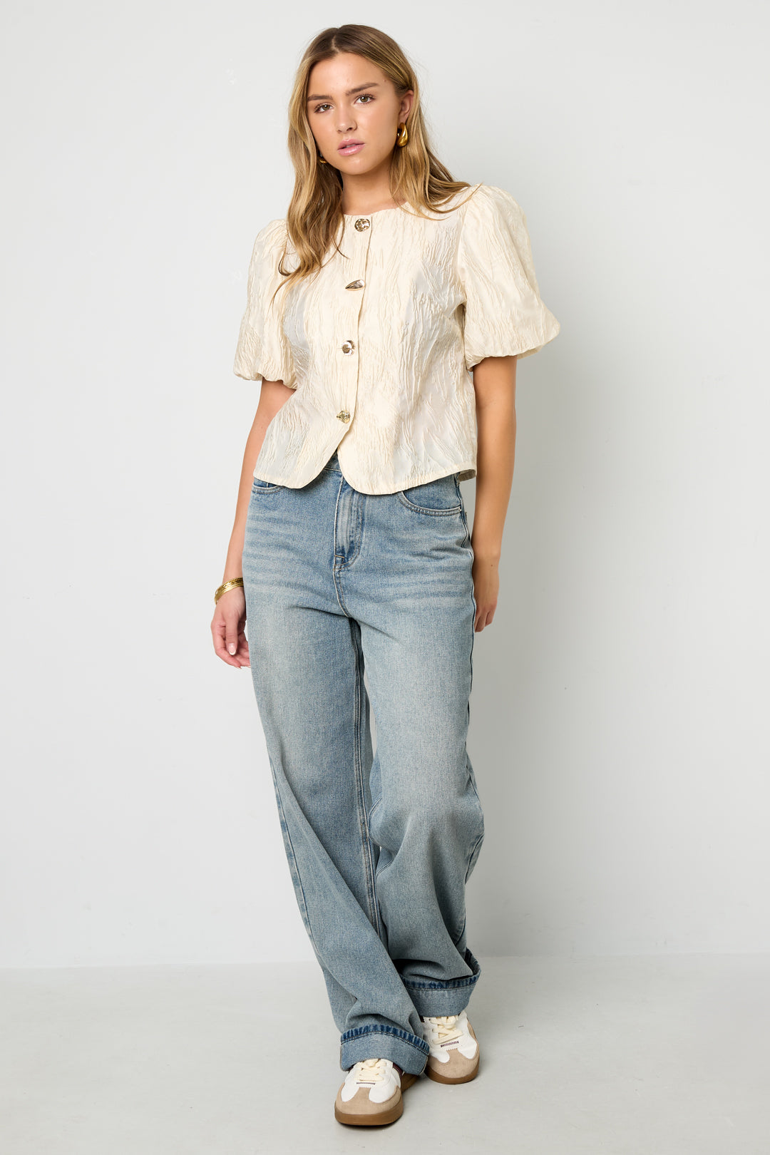 Geweven Polyestervezel Vrouwen Korte Mouwen Tops Elegant Solide Kleur Lente/Zomer