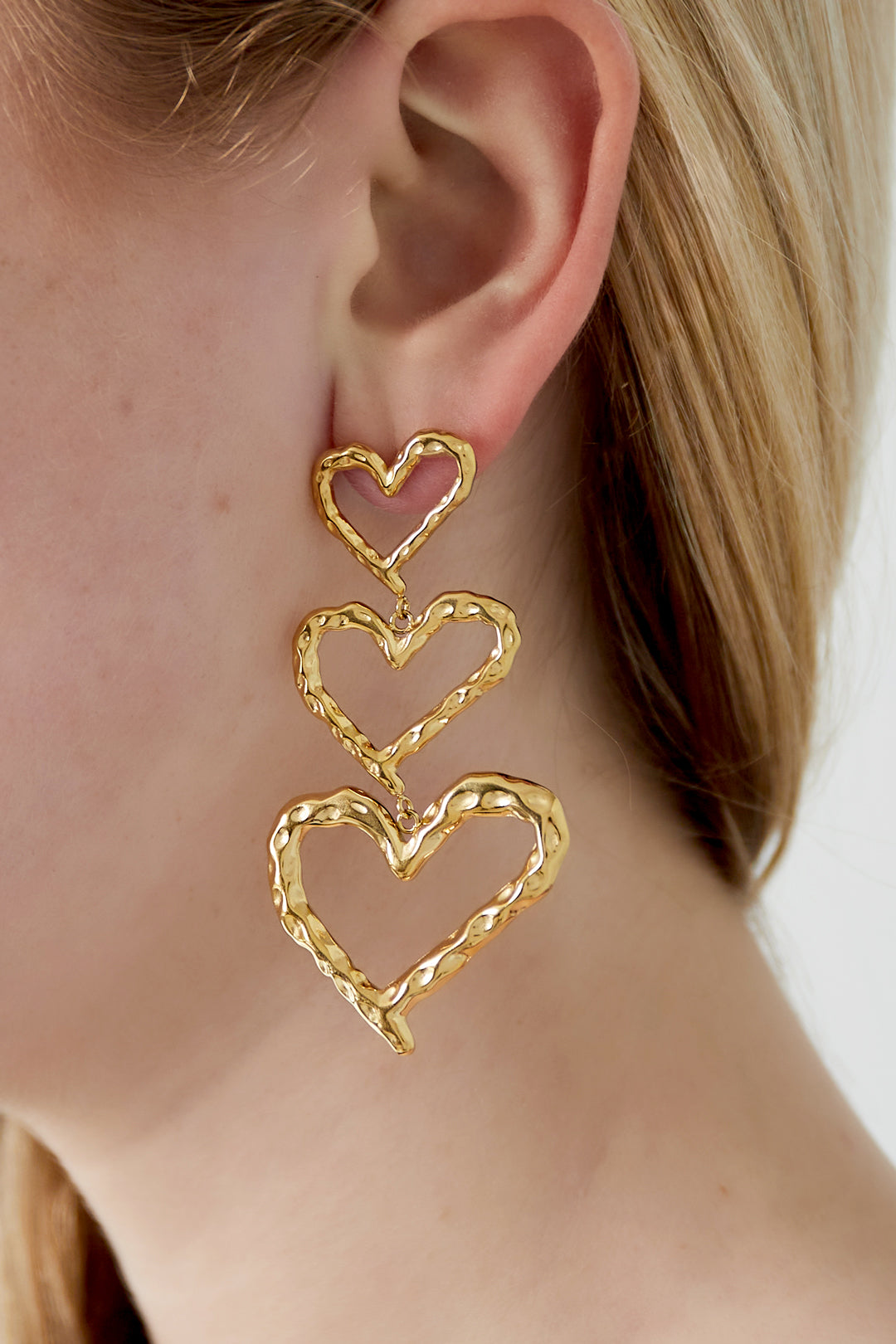 Oorbellen met hartjes van roestvrij staal, casual en dagelijks gebruik