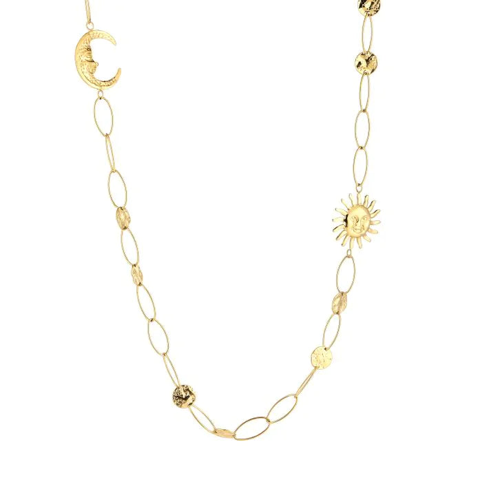 80 CM lange ketting met maan en zon