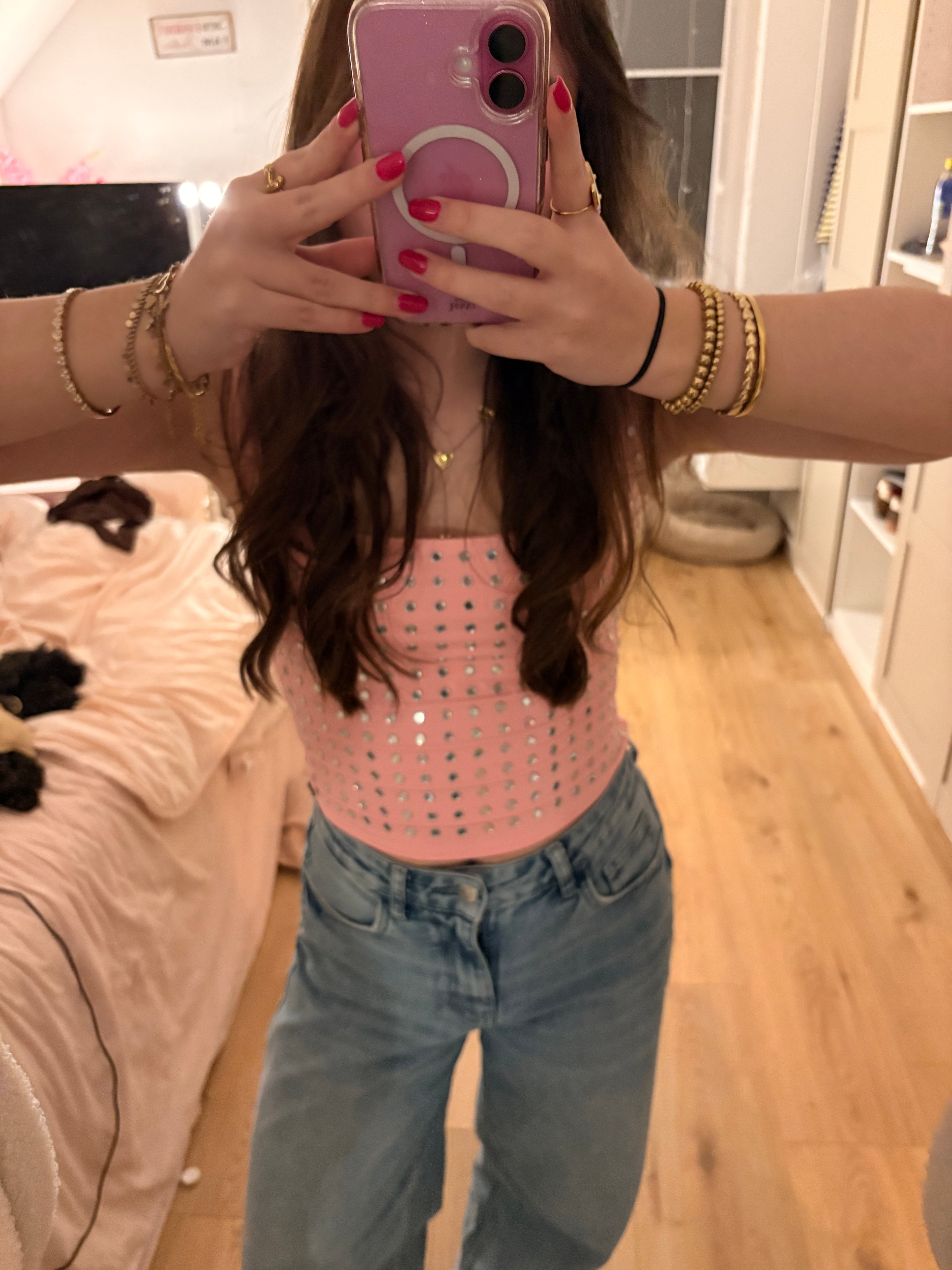 Studs top Roze