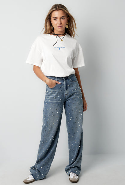 Denim jeans pearl adorement