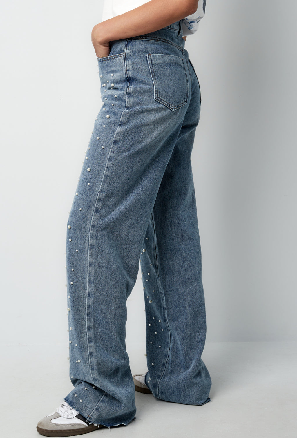 Denim jeans pearl adorement