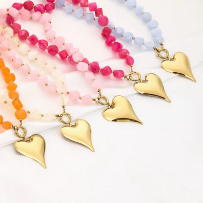 natuur stenen ketting met hart