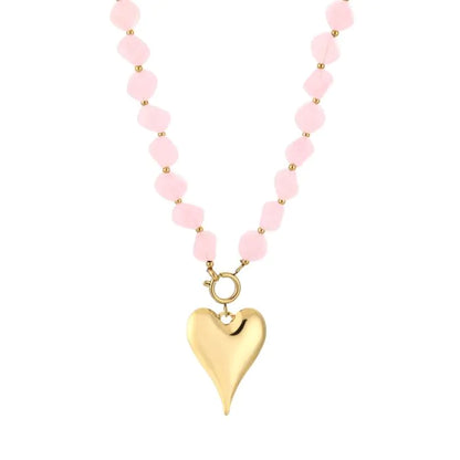 natuur stenen ketting met hart