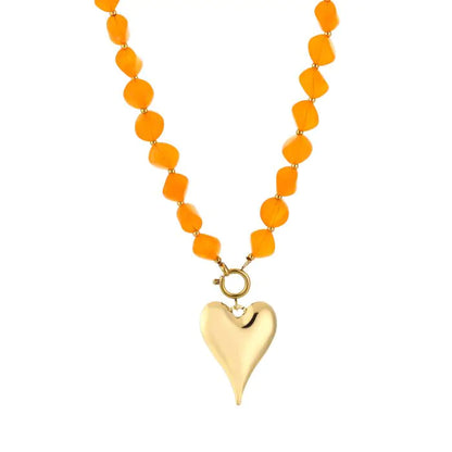 natuur stenen ketting met hart