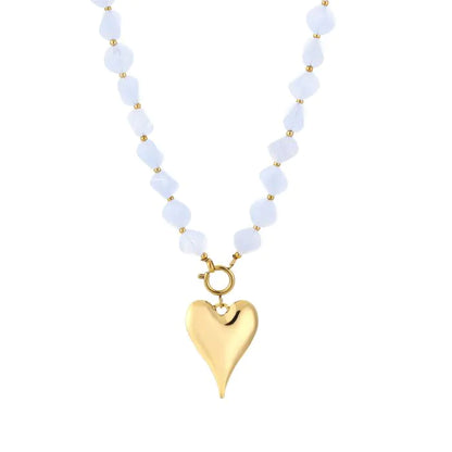 natuur stenen ketting met hart