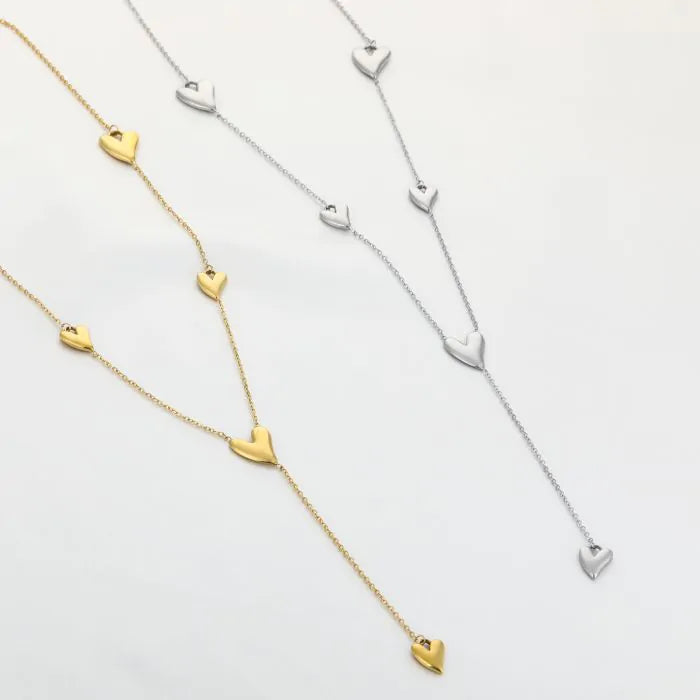 Y ketting met hartjes