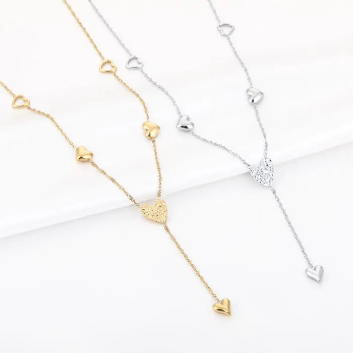 Y ketting met hartjes