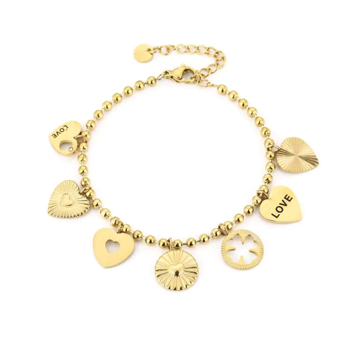 Love charms bedels armband hartjes