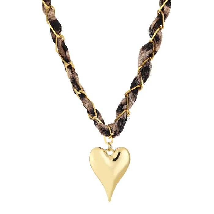 Stoffen ketting met hart