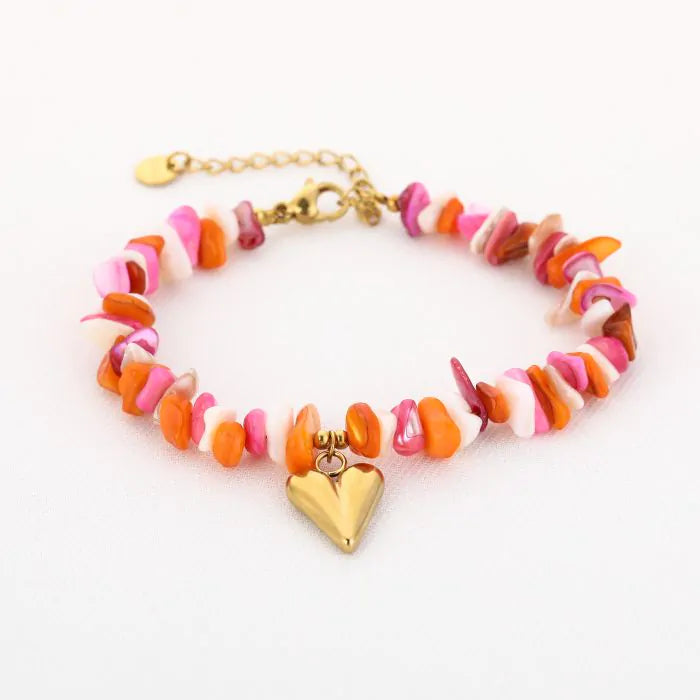 Natuur stenen armband met hartje