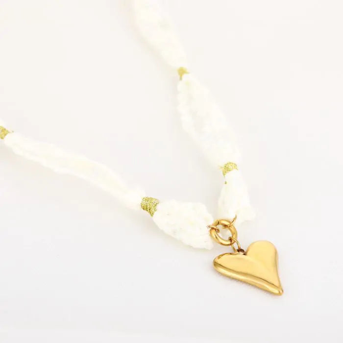 Stoffen ketting met hartje